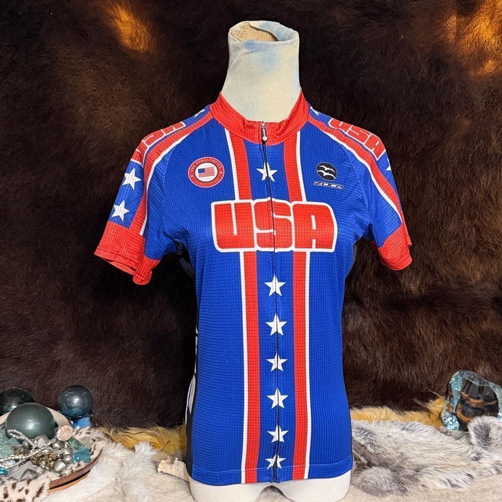 USA Cycling Jersey with Stars and Stripes M (3975)